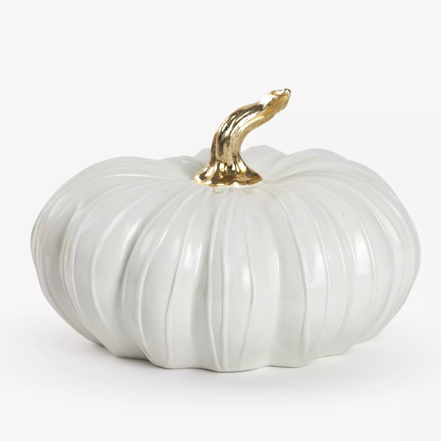 7" Cream Pumpkin W/Gold Trim