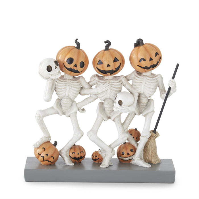 8-inch pumpkin head skeleton trio Halloween figurine