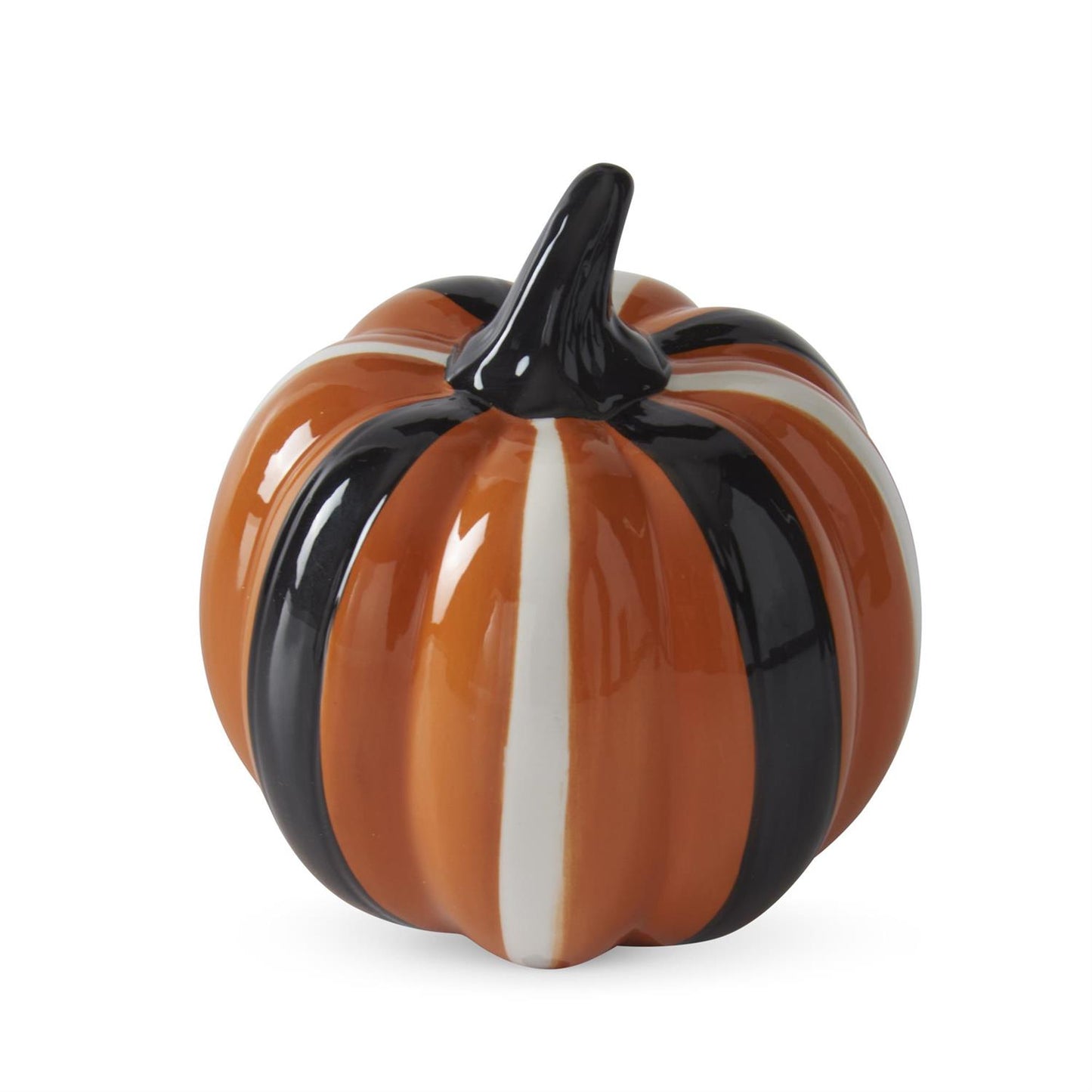 Assorted 3.75 Inch Orange Black & White Dot Ceramic Pumpkins (3 St