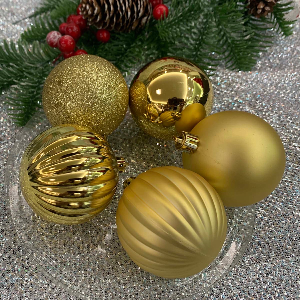 50-Count Gold Mix Shatterproof Ornaments – 2" Christmas Ball Ornament Set