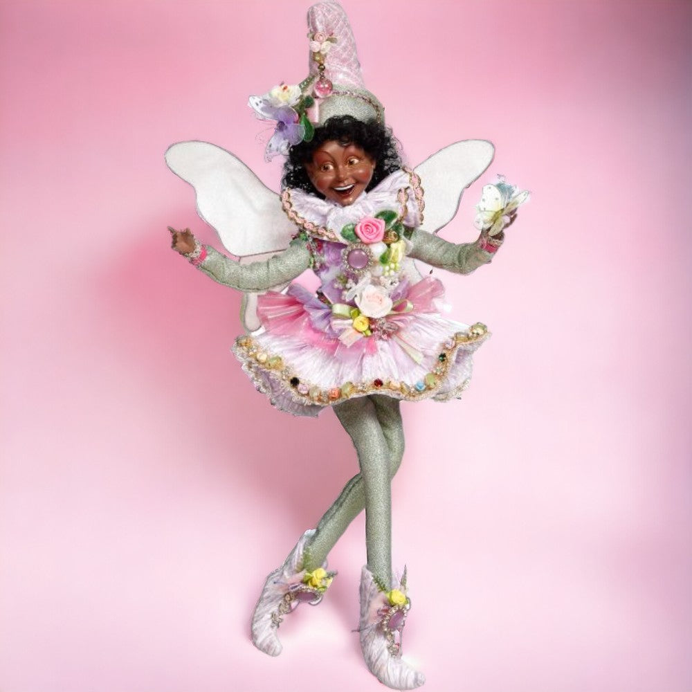 11" African American Flower Garden Fairy – Elegant Fairy-Themed Christmas Decoration