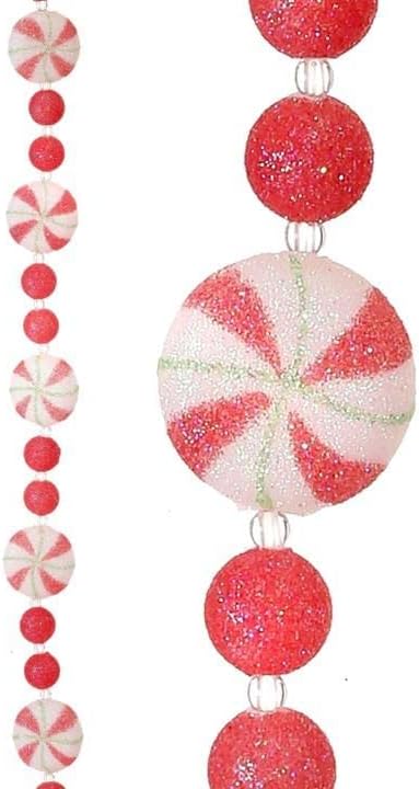 72" Frosted Starburst Peppermint Sugar Candy Christmas Garland