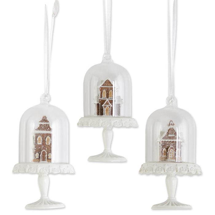 4.5-inch gingerbread house dome ornaments set of 3