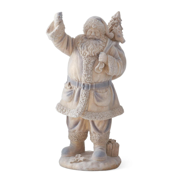 17-inch gold flocked Santa with Christmas gift sack and tree