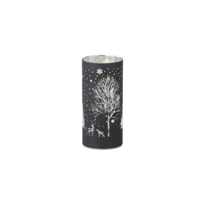 6" Black Laser-Engraved Winter Scene LED Votive – Cozy Glow