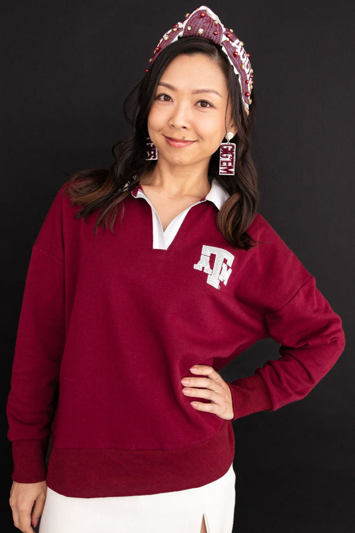 Texas A&M gameday sweatshirt with sequin Aggies logo