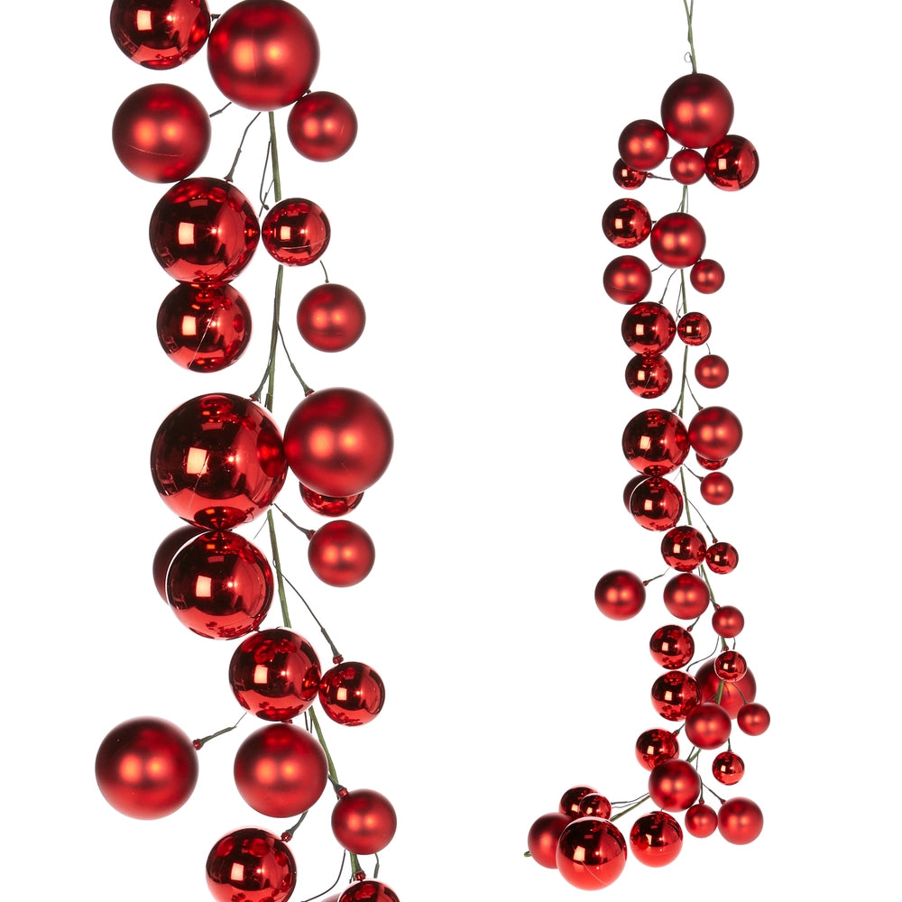 48" Red Shatterproof Ball Christmas Garland