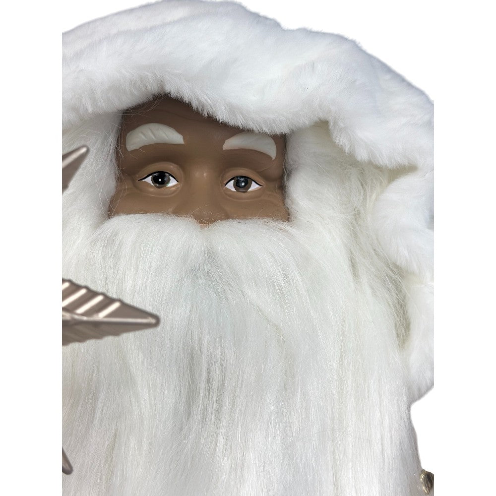 40” African American Santa Claus Figure Ivory & Gold Christmas Decoration