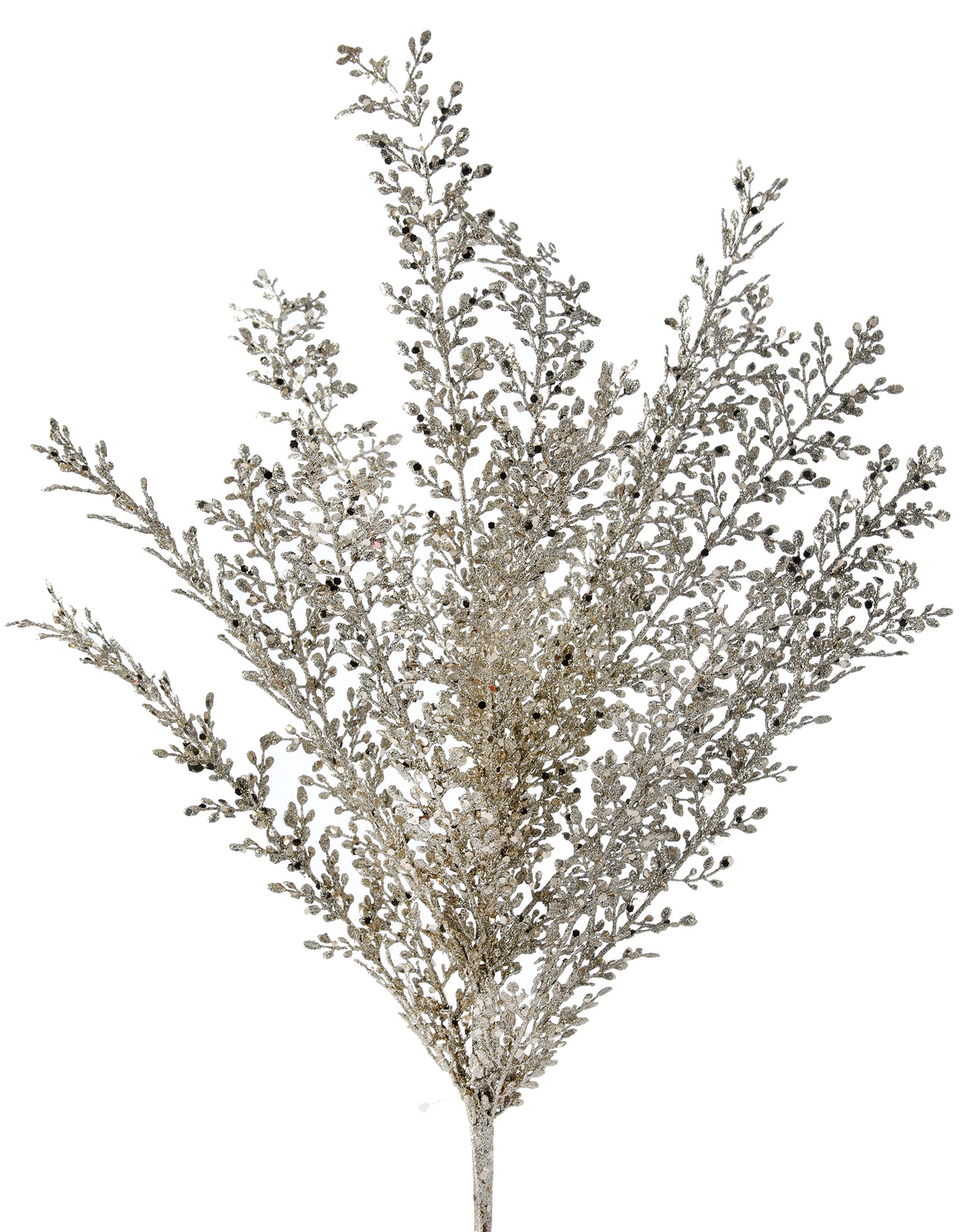 24" Platinum Glitter/Sequin Artemesia Bush – Luxurious Christmas Floral Pick