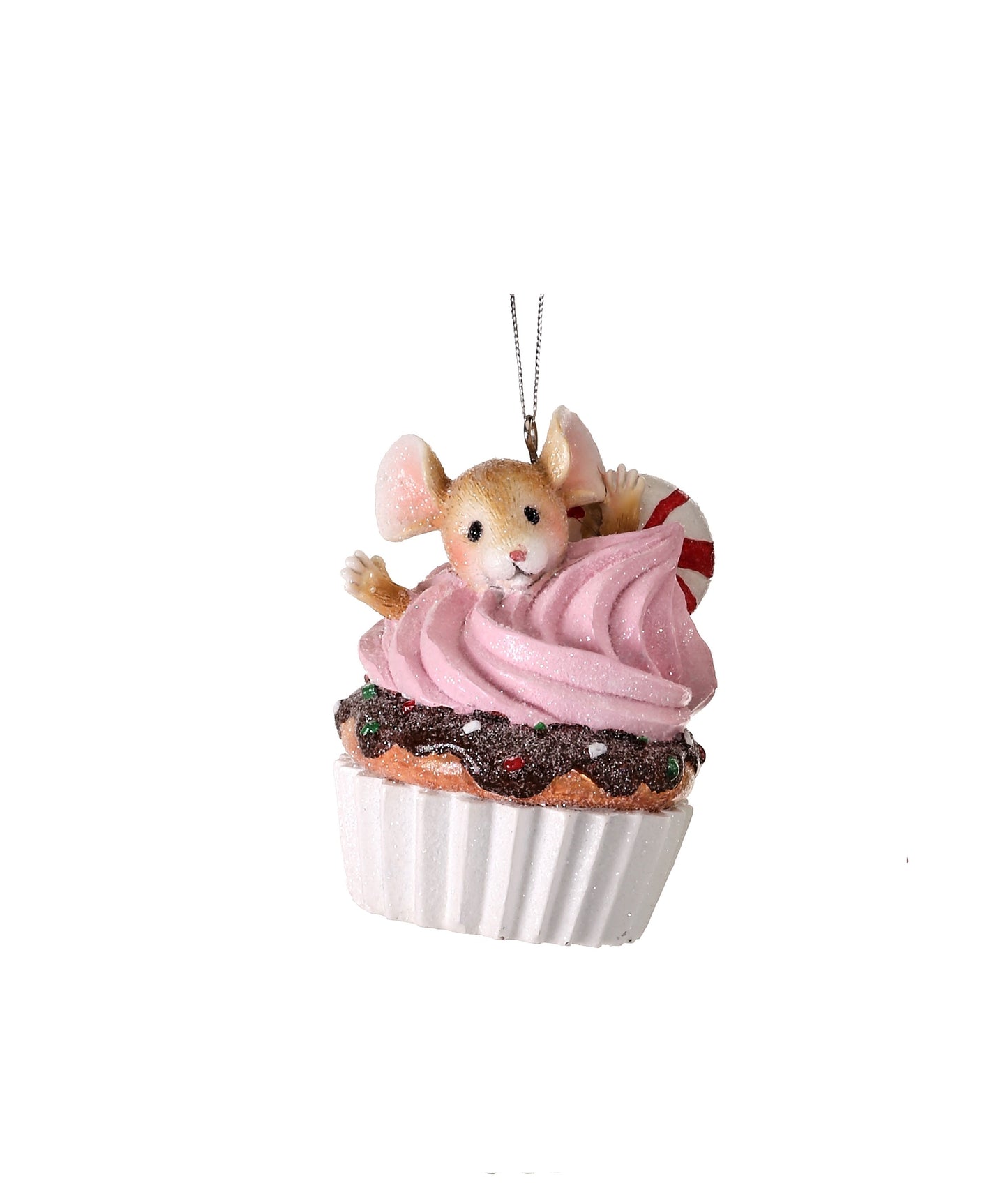 3" Cupcake with Mouse Ornament – Adorable Christmas Tree Decoration