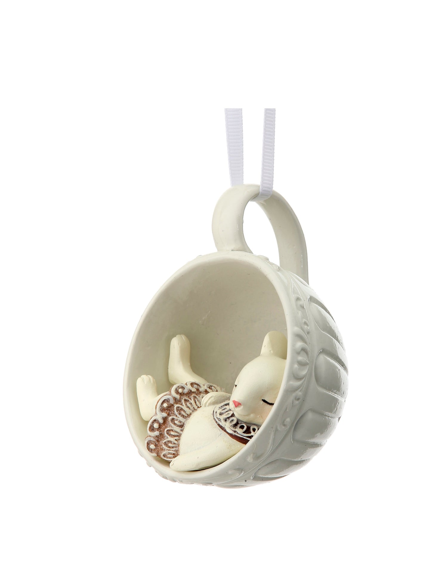 4" Gingerbread Mice in a Teacup Ornament – Whimsical Christmas Decoration