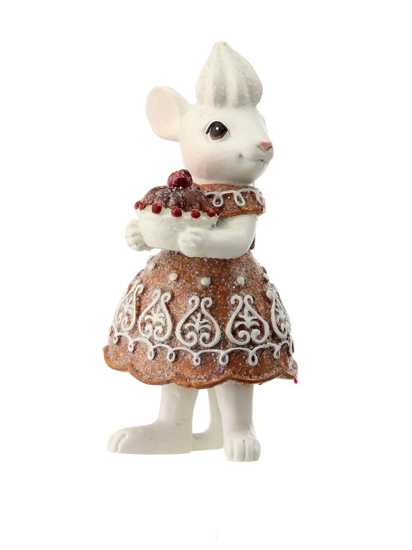 4" Resin Mouse Holding Gingerbread Cake – Set of 2 Assorted Christmas Decorations
