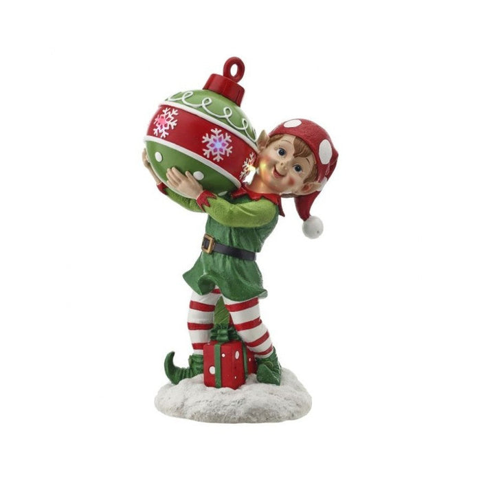 15" LED Elf with Ornament Ball & Timer