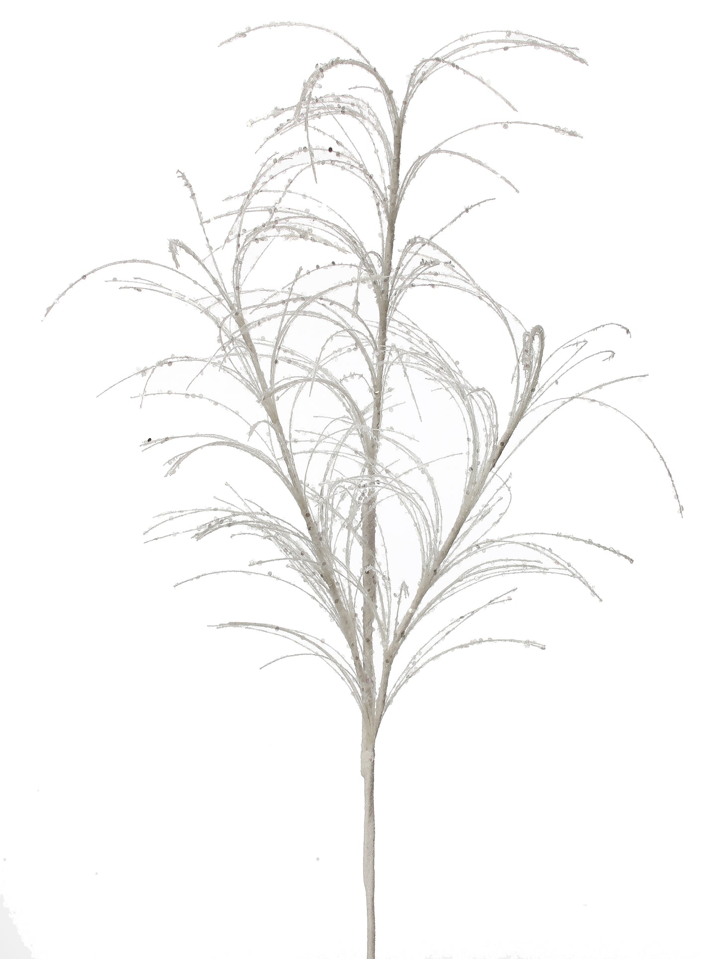 34" White Glitter/Sequin Pampas Grass Spray – Elegant Christmas Floral Pick