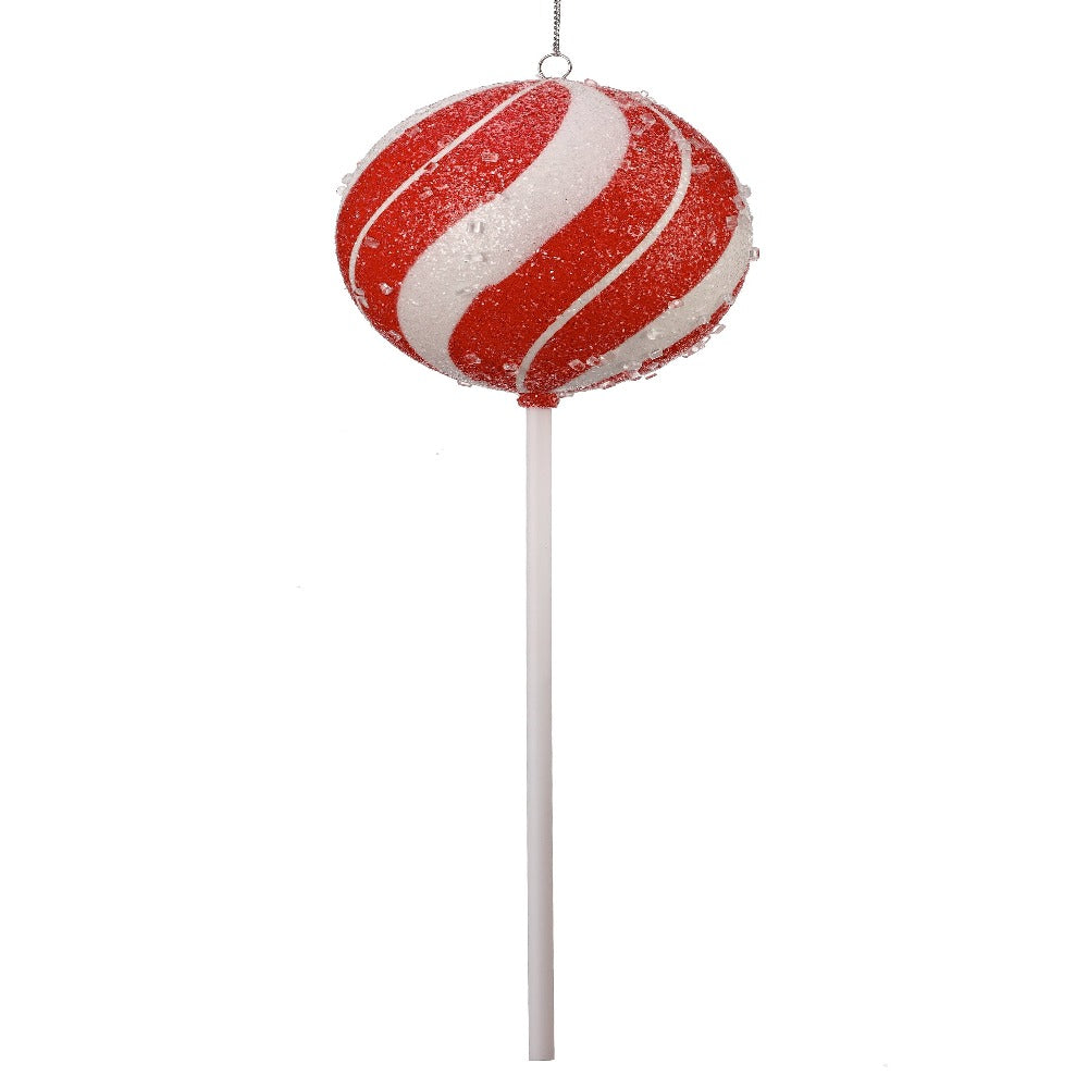 12" Peppermint Lollipop Candy Cane – Red and White Shatterproof Christmas Ornament