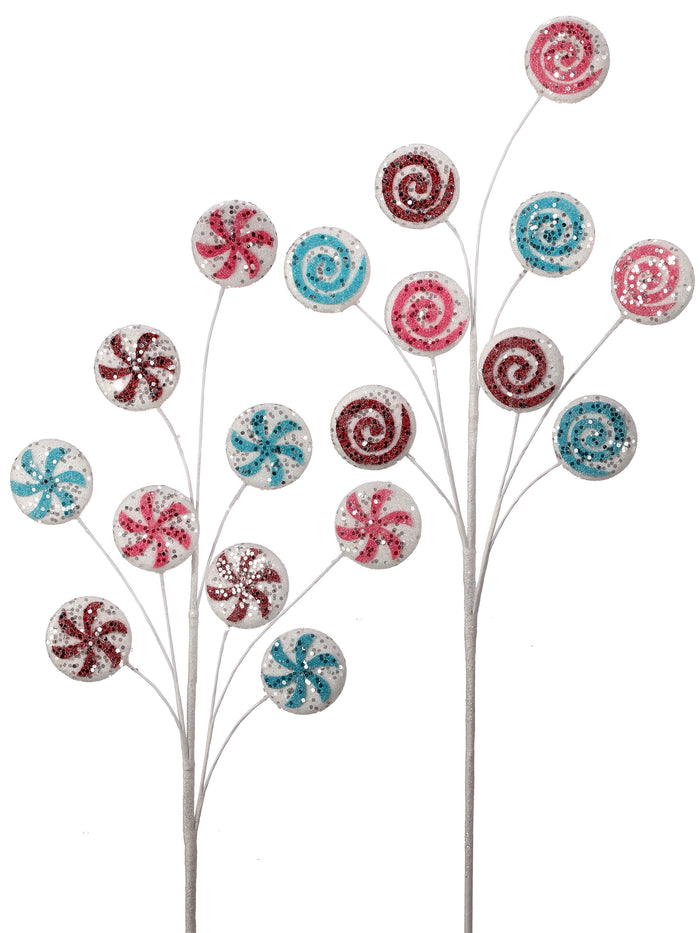 27" Pastel and Peppermint Candy Disk Spray Whimsical Christmas Decoration