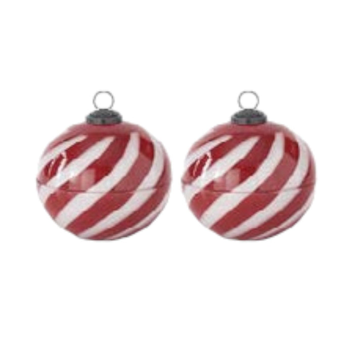 5-inch red and white striped ornament candles