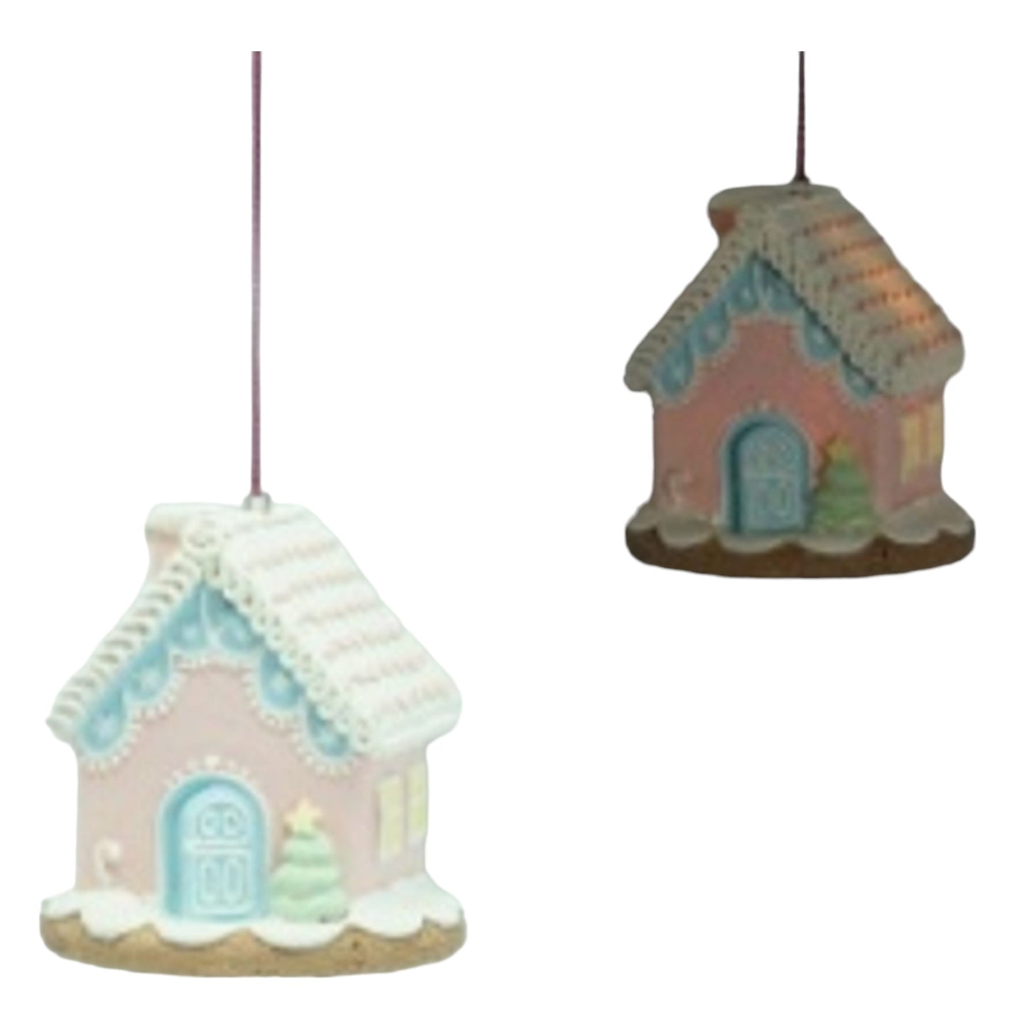 3.15” Pastel Gingerbread House Hanging Ornament Charming Christmas Decoration
