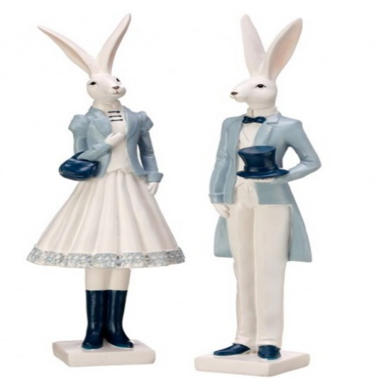 Blue and White Easter Bunny - 12.5"