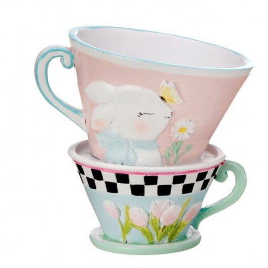 Bunny Teacup Stack Planter 5.75"