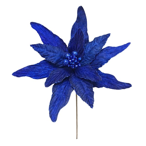 25″ Blue Velvet Poinsettia Pick – Elegant Christmas Flower Stem for Holiday Tree & Floral Arrangements (Copy)