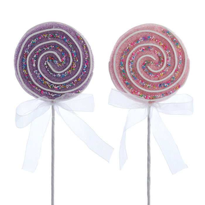 13.75-inch pink and purple lollipop Christmas picks