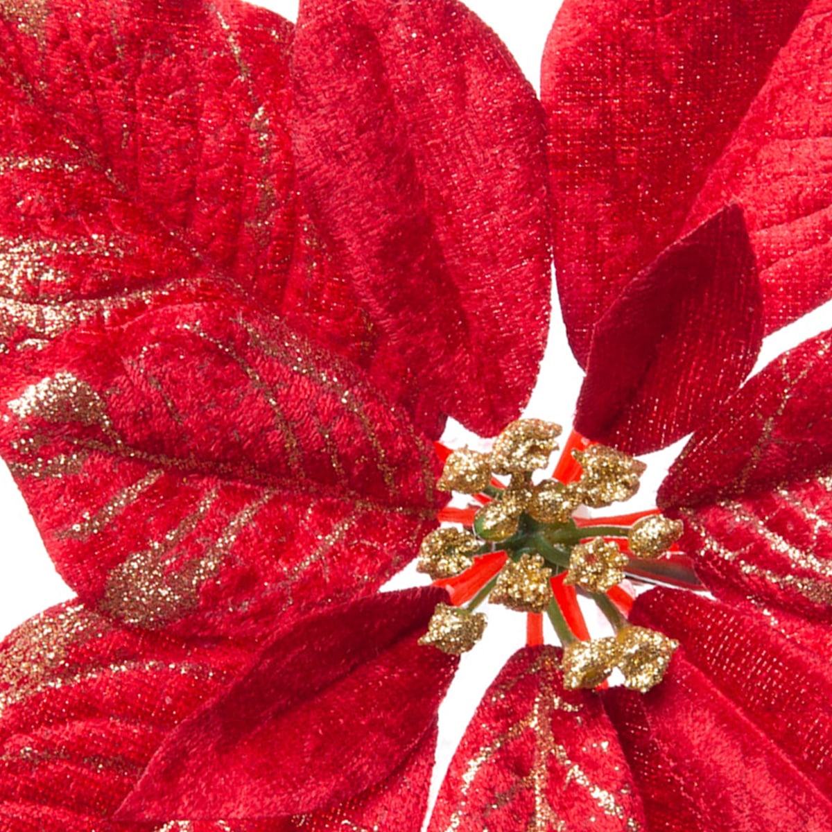 9″ Red & Gold Poinsettia Clip Ornament