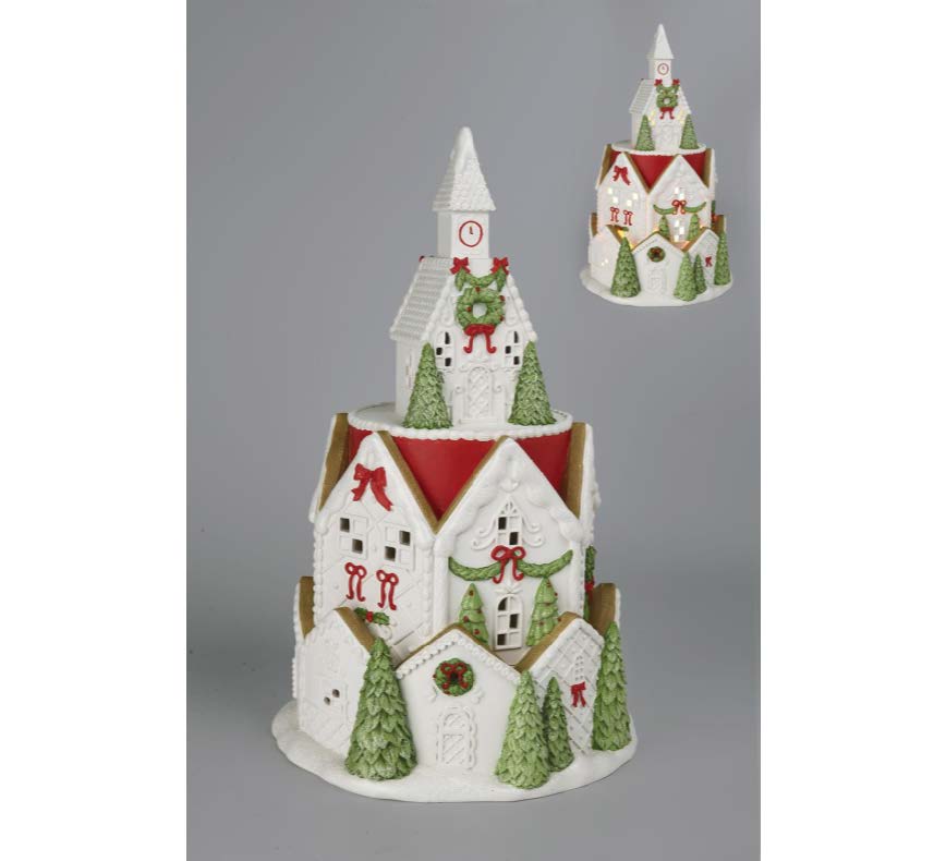 20" Gingerbread House Tower with LED Lights – Unique Festive Holiday Decoration