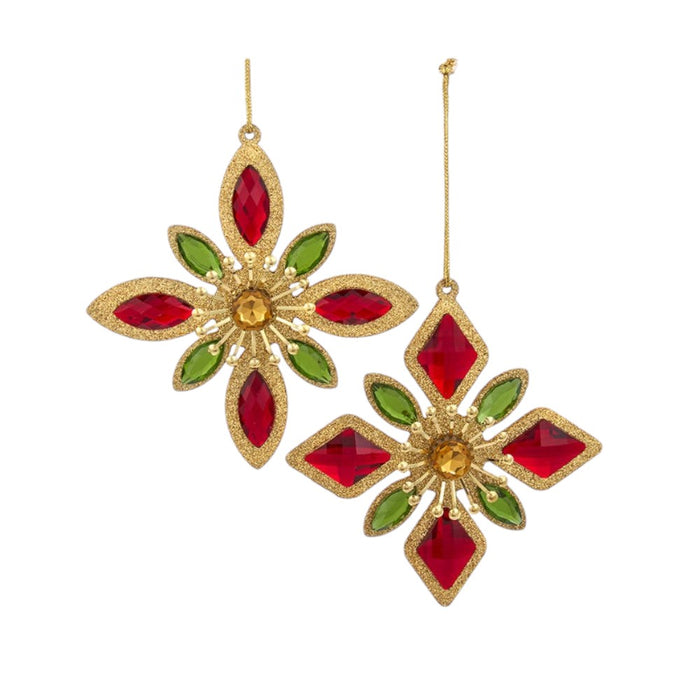 5.3" Jeweled Snowflake Ornaments – Set of 2 Assorted