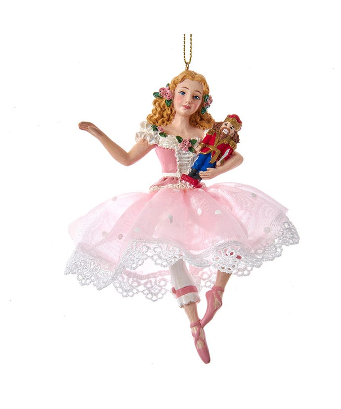5" Clara with Nutcracker Prince Ornament – Resin Nutcracker-Themed Christmas Decoration