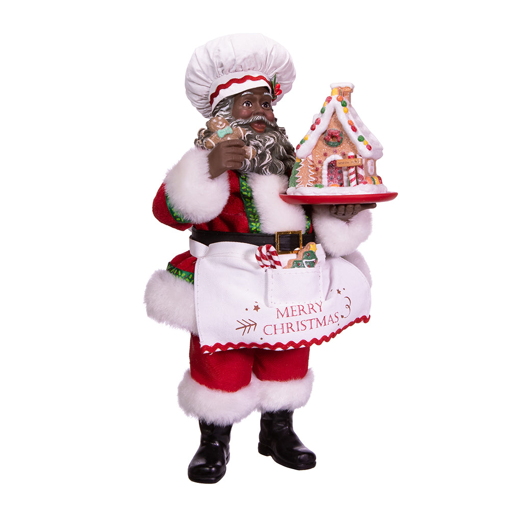 10.5" Fabriché™ African American Gingerbread Chef Santa – Festive Christmas Figure