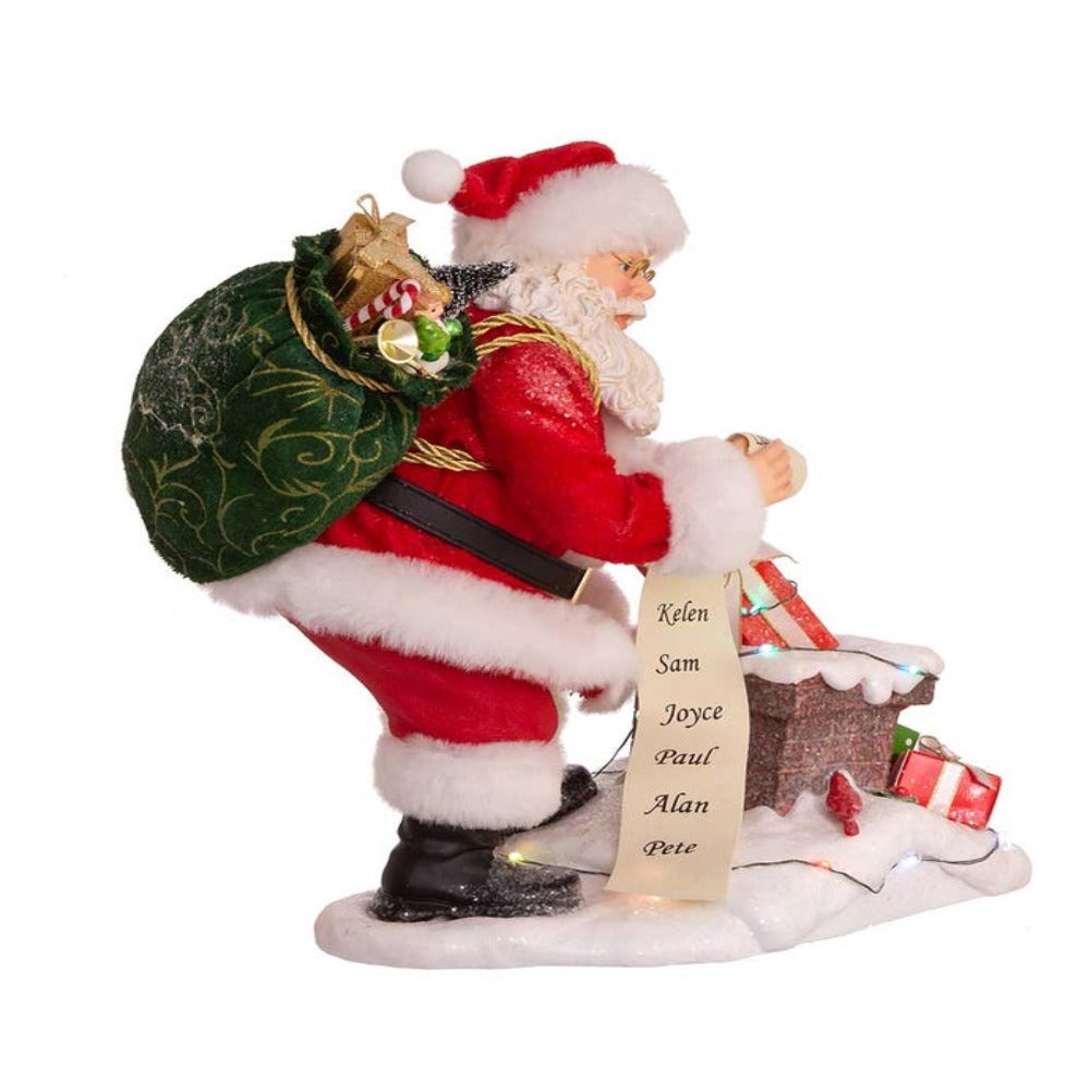 10.5" Fabriché™ Battery-Operated Lighted Chimney Santa – Festive Christmas Decoration
