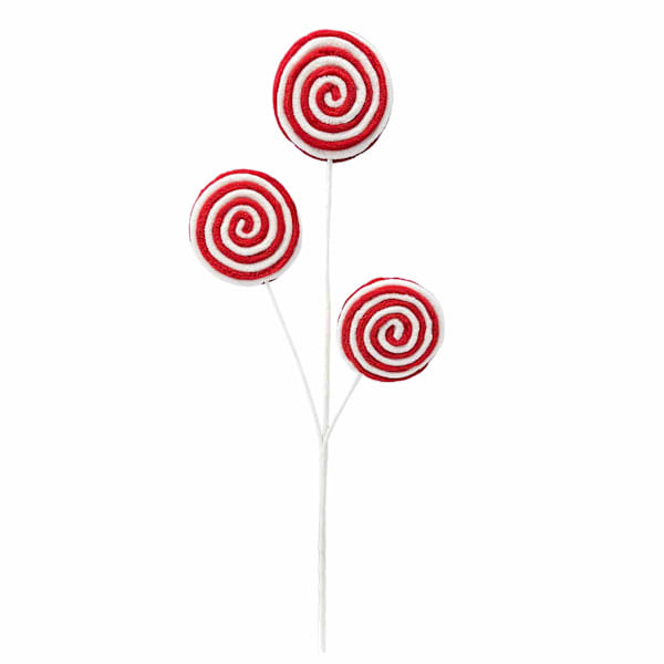 24″Peppermint Swirl Pick – Red & White Candy Christmas Decoration Stem