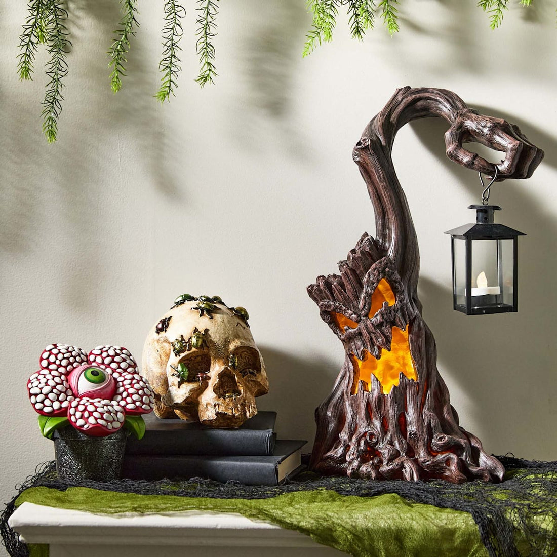 lighted gothic haunted house Halloween wall decoration