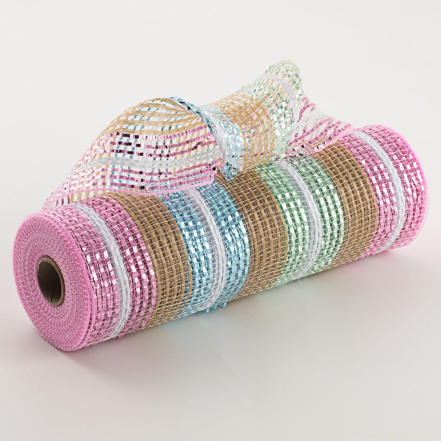 10" Metallic Easter Stripes Burlap Mesh