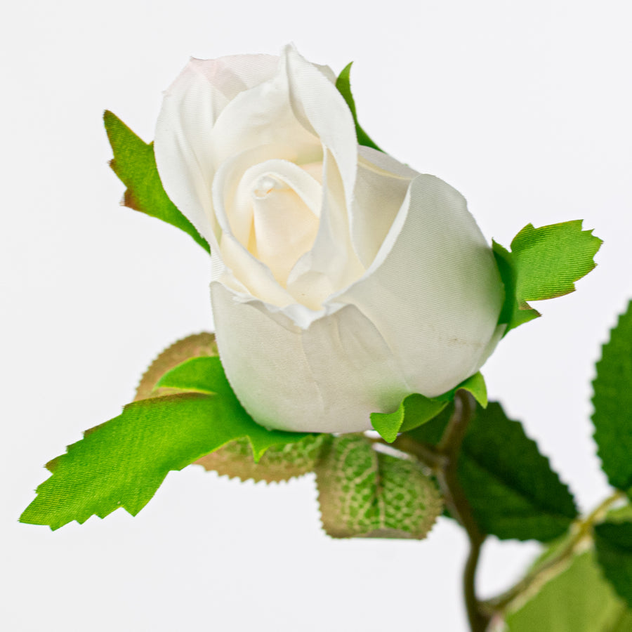 30" White/Cream Rose Spray – Realistic Faux Floral Stem