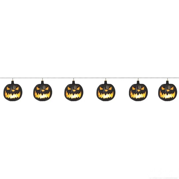 40-inch jack-o'-lantern Halloween string lights with black pumpkin covers
