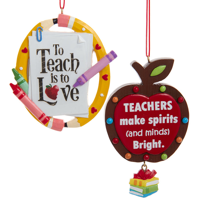 4 to 4.5-inch teacher resin Christmas ornaments