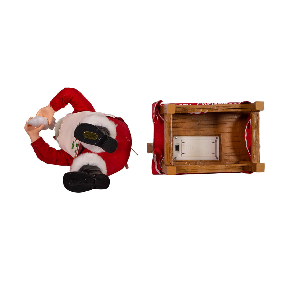 10.5" Fabriché™ Battery-Operated Santa with Gingerbread Houses – 2-Piece Holiday Set