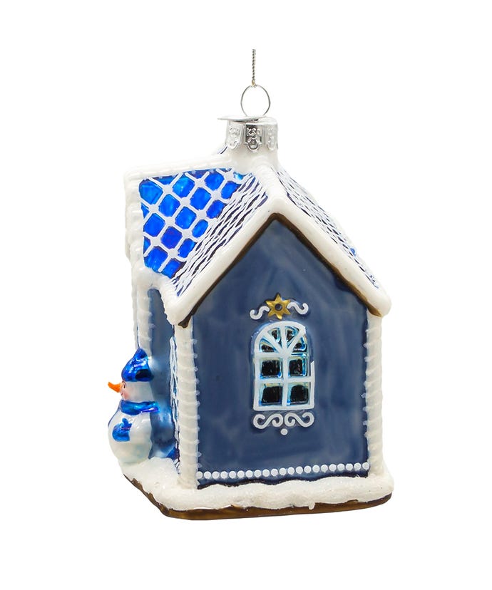 4.5" Glass Hanukkah House Ornament – Elegant Jewish Holiday Decoration"