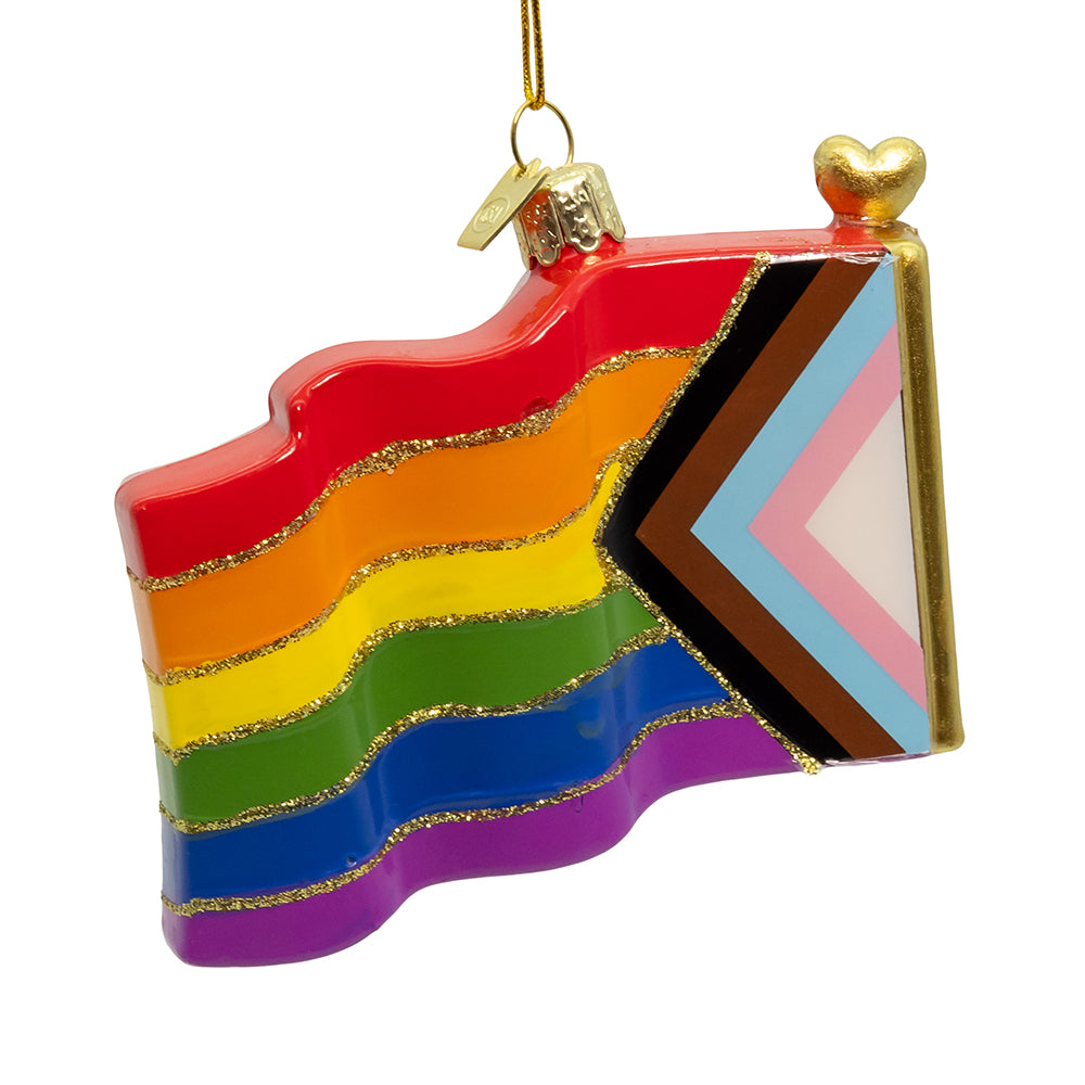 3.5” Glass Pride Flag Ornament – Vibrant LGBTQ+ Christmas and Holiday Decoration