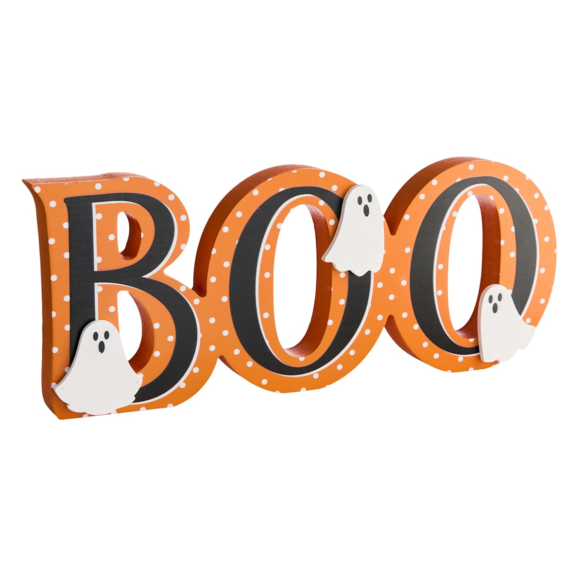 14" Orange & Black Boo Halloween Tabletop Sign Decoration