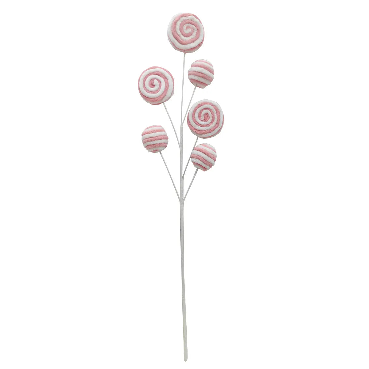 24″ Pastel Pink & White Peppermint Candy Pick – Mrs. Claus Bakery Christmas Lollipop Stem
