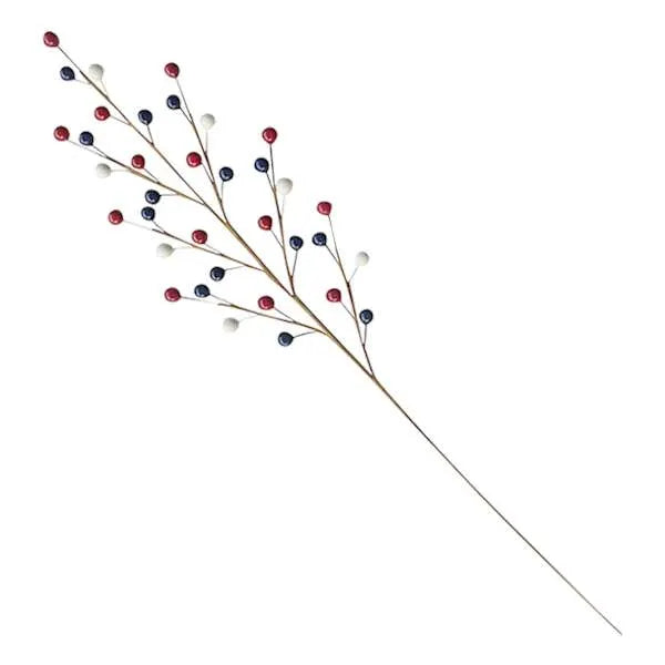 Patriotic Berry Picks – Set of 3 Red, White & Blue 19" Stems for 4th of July Arrangements