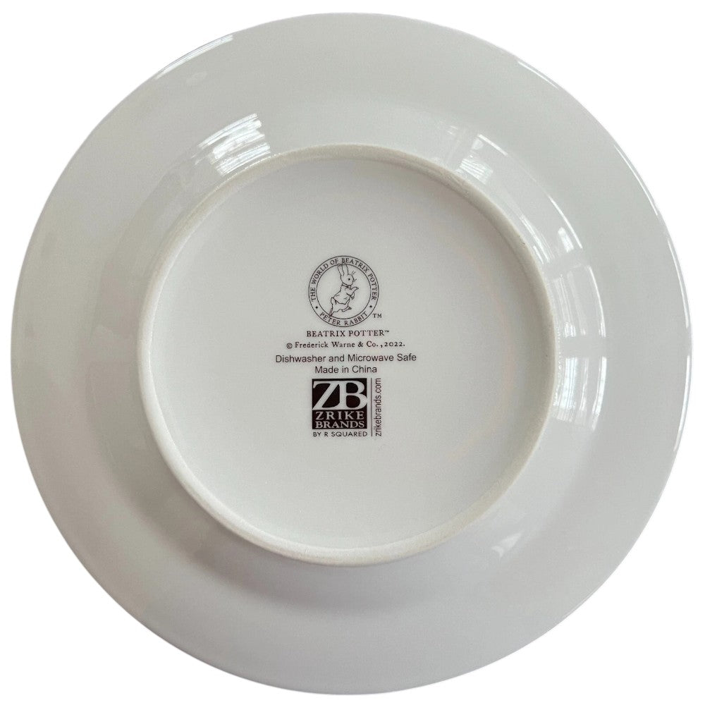 8" Potter Peter Rabbit Ceramic Plate – Kids Bunny Dish, Nursery Tableware, Easter Gift