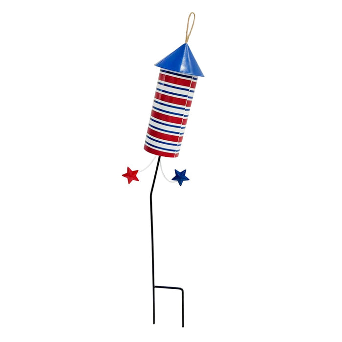 21-inch striped red white and blue firecracker yard stake