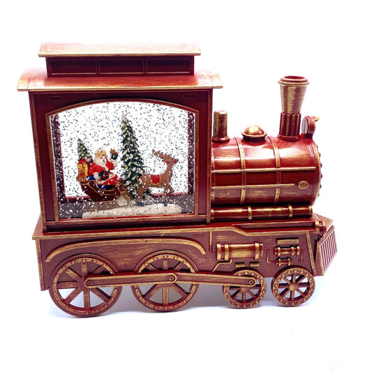Train Water Snow Glitter Lantern with Santa Inside