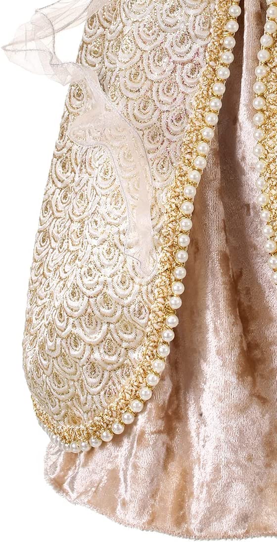 18 Inch Ivory and Gold Angel Christmas Tree Topper with Jeweled, Glittered and Brocade Accents