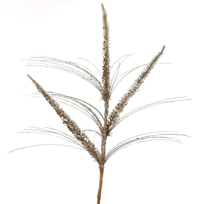 34-inch gold glitter mica triple spike grass Christmas spray