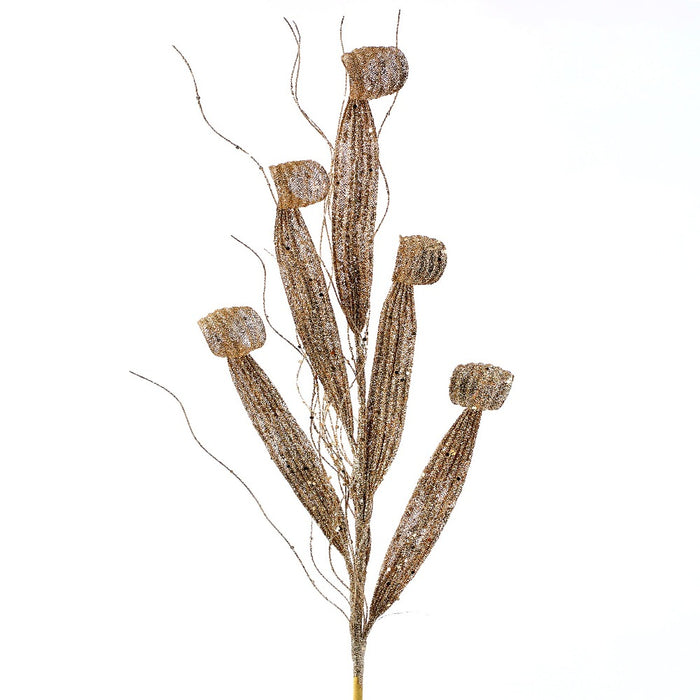 32-inch gold glitter dragon lily Christmas spray